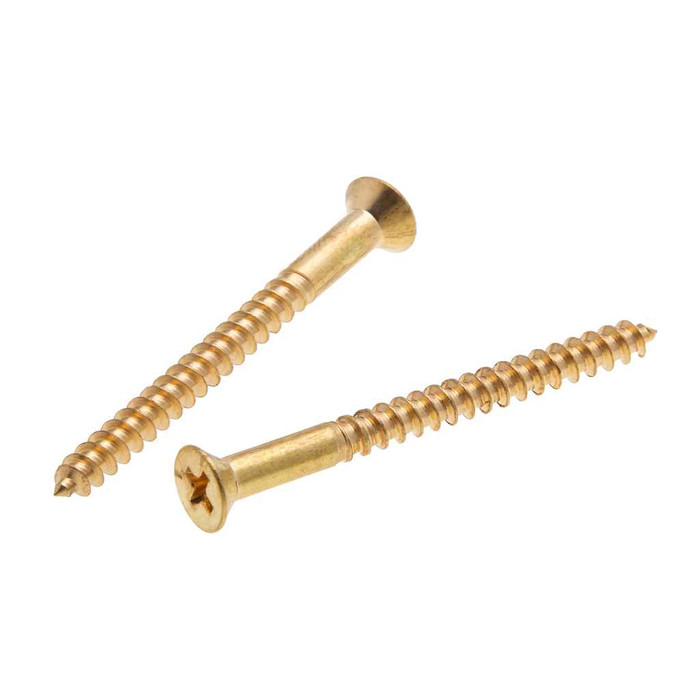 Metallics JFWPB28 10 x 3/4 in. Flat Head Phillips Wood Screws - Brass - 100qty