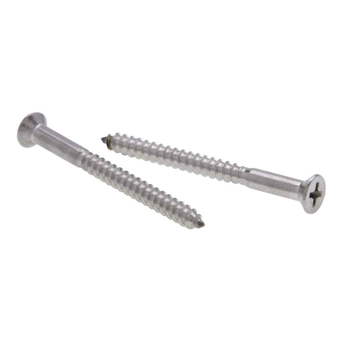 Metallics JFWP12SS 6 x 1-1/4 in. Flat Head Phillips Wood Screws - 18-8 Stainless - 100qty