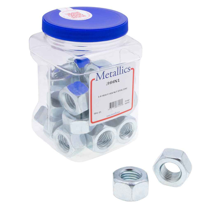 Metallics JHHN1 Nuts 1-8 Hvy Hx Nut St-zn (Jar 100)