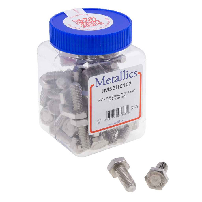 Metallics JMBHC1025 Bolts M10 x 25 HXBT St-zn - Partial (Jar 100)