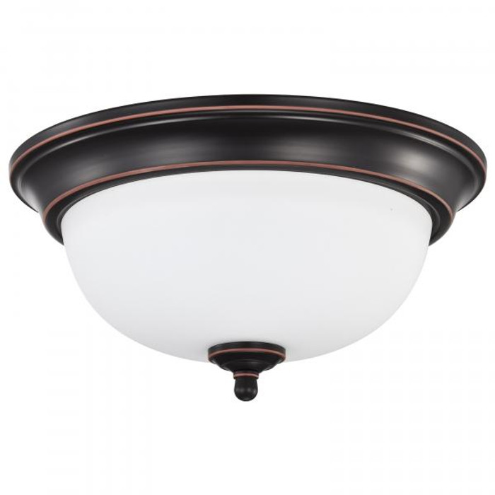 NUVO Lighting NUV-62-1558 Center Lock 13 Inch LED Flush Mount - 19 Watt - 3000K - Mahogany Bronze Finish - Frosted Glass