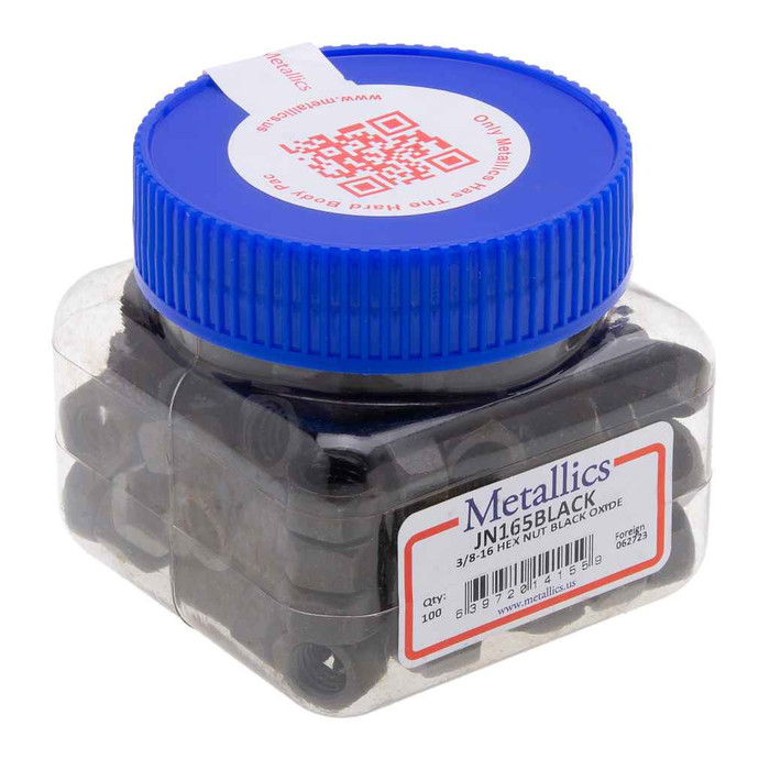 Metallics JN163BLACK Nuts 1/4-20 Hx Nut Blk-Ox (Jar 100)