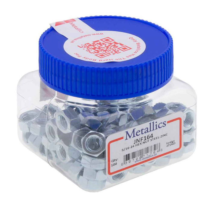 Metallics JN156 Nuts 12-24 Hx Nut St-zn (Jar 100)