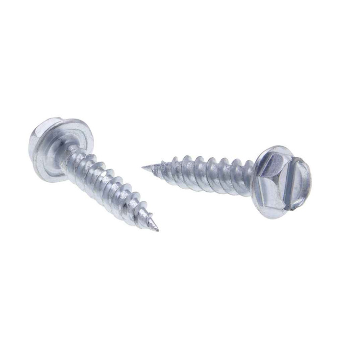 Metallics JQK17 8 x 1-1/2 in. 1/4 Hex Head Slotted Sharp Point Self-Piercing & Tapping Screws - Steel Zinc - 100qty