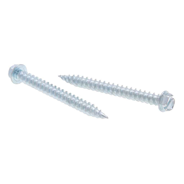 Metallics JQK22 10 x 1-1/2 in. 1/4 Hex Head Slotted Sharp Point Self-Piercing & Tapping Screws - Steel Zinc - 100qty