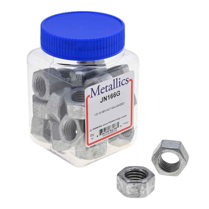 Metallics JN166G Nuts 1/2-13 Hx Nut Galv (Jar 50)