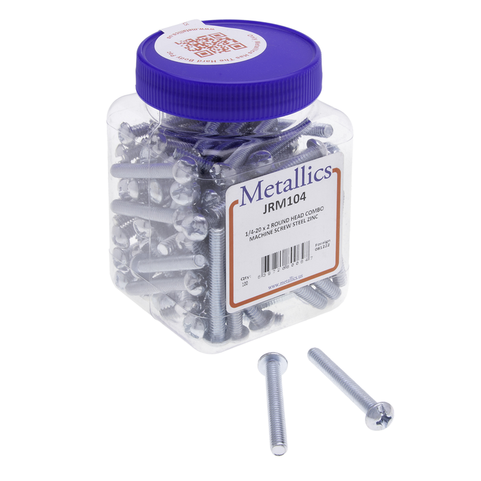 Metallics JRM121 10-32 x 4 in. Round Head Combo Machine Screws - Steel Zinc - Each Metallics JRM121 10-32 x 4 in. Round Head Combo Machine Screws - Steel Zinc - Each