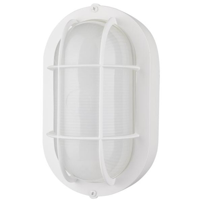 NUVO Lighting NUV-62-1388 LED Small Oval Bulk Head Fixture - White Finish with White Glass