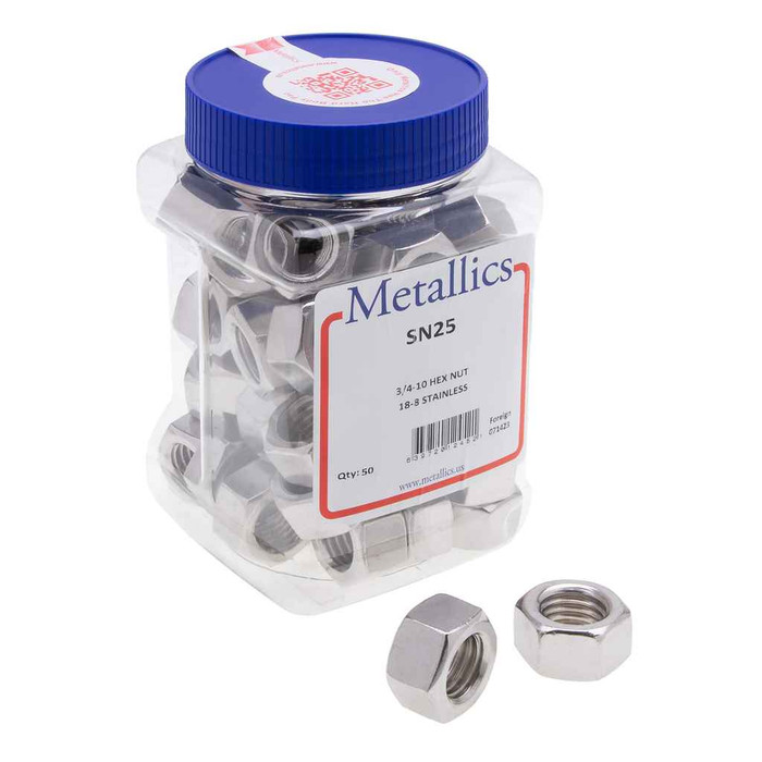 Metallics JSN11 Nuts 8-32 Hx Nut SS (Jar 100)