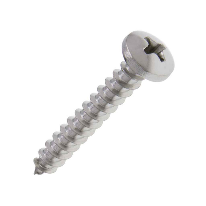 Metallics JSTSP35 12 x 3 in. Pan Head Phillips Tapping Screws - 18-8 Stainless - 100qty