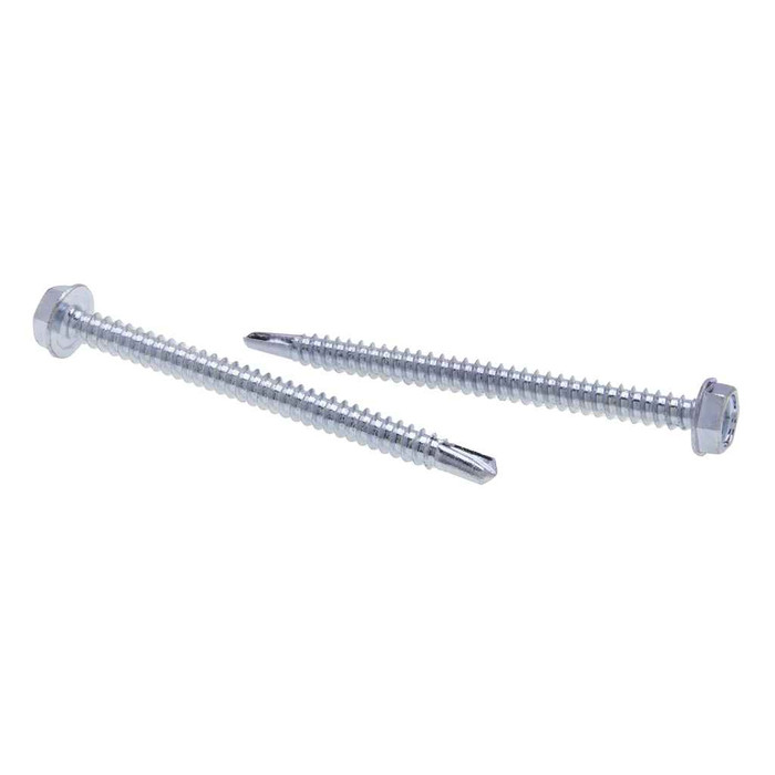 Metallics JTEKD34V 14 x 2 in. 3/8 Indented Hex Head Self-Drilling & Tapping Screws with Washer - #3 Drill Point - Steel Zinc - 500qty
