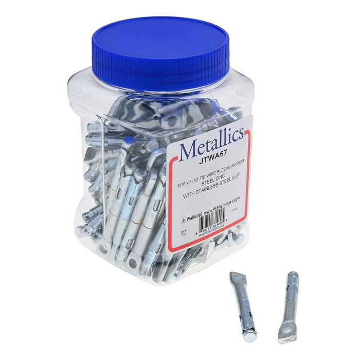 Metallics JTWA57 Anchor 5/16 X 1-1/2 Tie Wire Wdg St-zn (Jar 100)