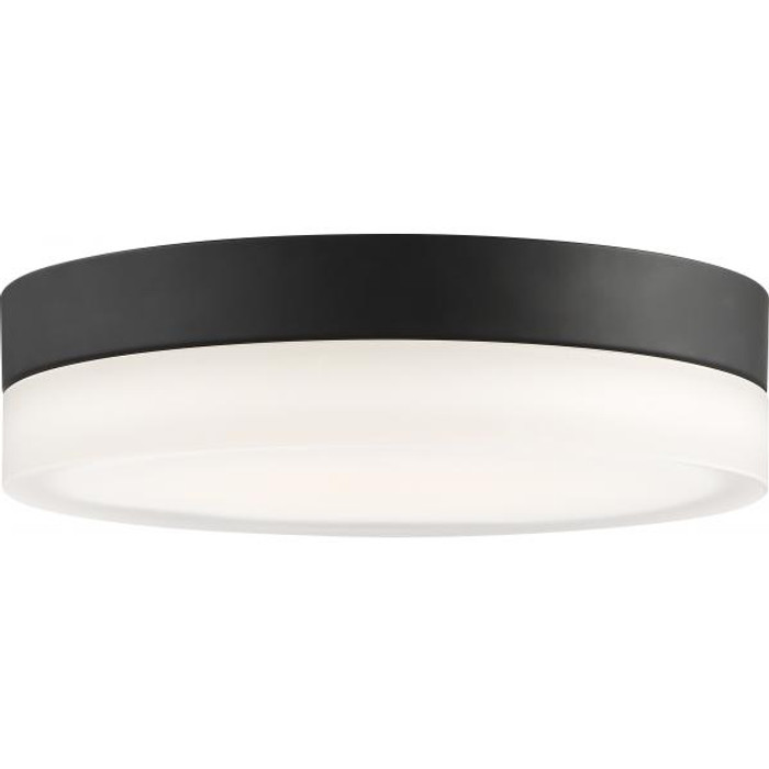 NUVO Lighting NUV-62-470 Pi - 14 in. - Flush Mount LED Fixture - Black Finish with Etched Glass