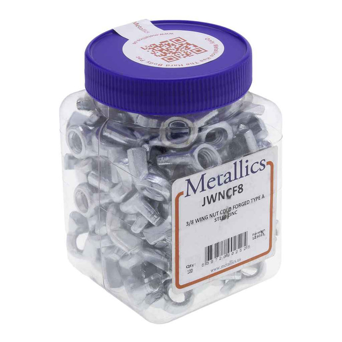 Metallics JWNCF8 Nuts 3/8-16 Wing Nut Forge-St (Jar 100)