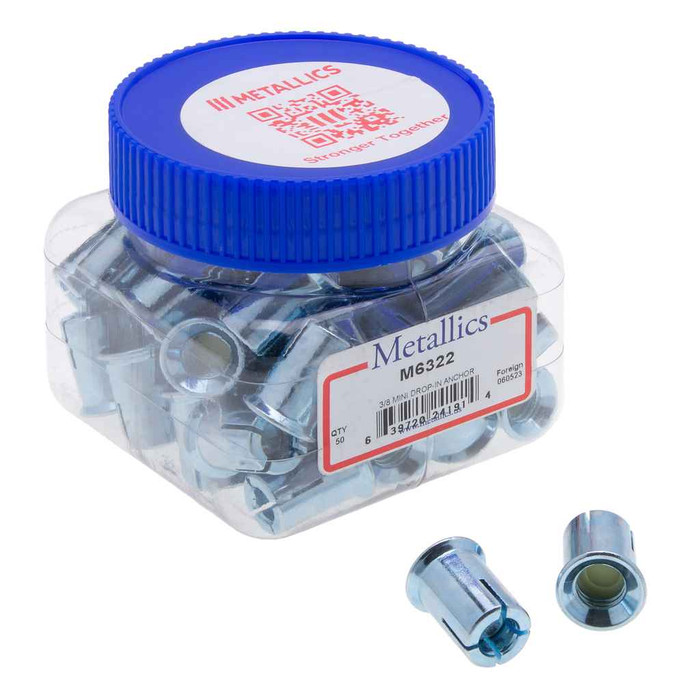 Metallics M6335 Anchors 1/4 Mini Drop-In Ancr St-zn (Jar 100)
