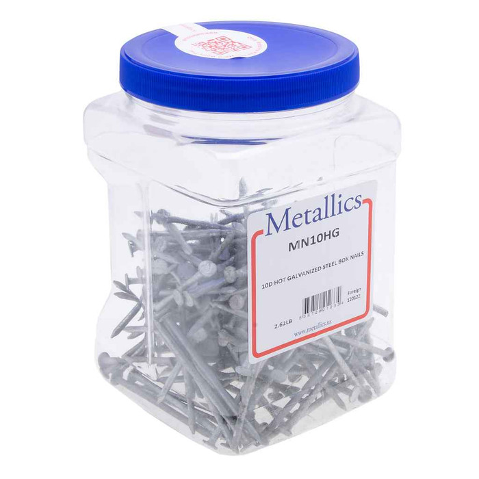 Metallics MN10HG Nails 10D Hot Galv Box Steel (Jar 190)