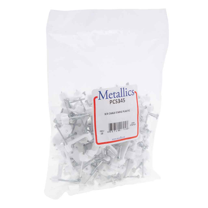 Metallics PCS345 Staples 3/4 Wide Cbl Stpl Plastic (Bag 100)