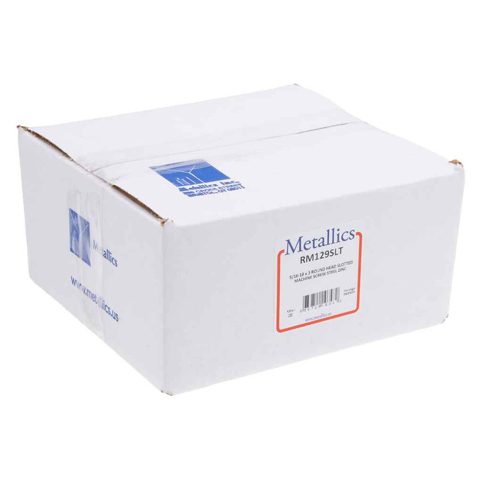 Metallics RM129SLT 5/16-18 x 3 in. Round Head Slotted Machine Screws - Steel Zinc - 100qty