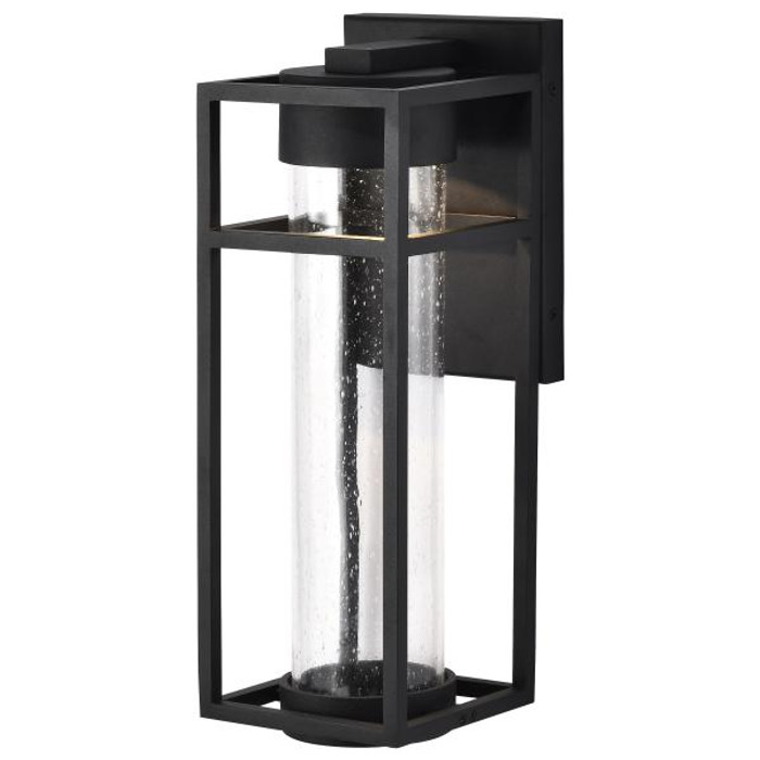 NUVO Lighting NUV-62-1612 Ledges - 6W LED - Medium Wall Lantern - Matte Black with Clear Seeded Glass