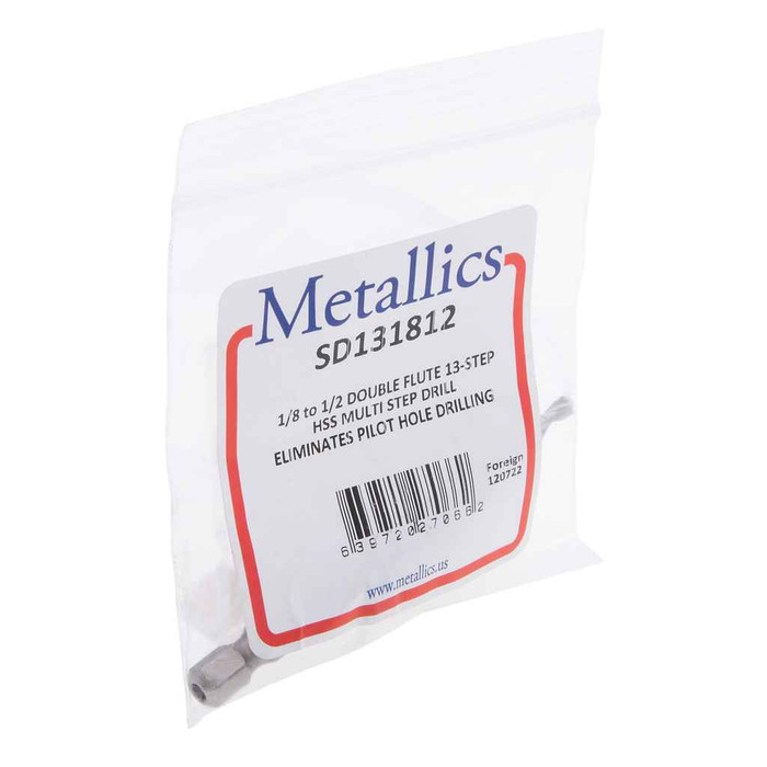 Metallics SD1231678 Drill Bit Spiral Flute Step 12 Step 3/16"-7/8" (1pc)