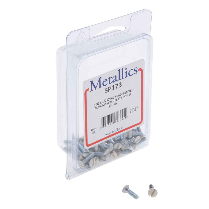 Metallics SP177 Screws 6-32 X 1/2 Ov Sl Wall Plt St-zn (Clam100)