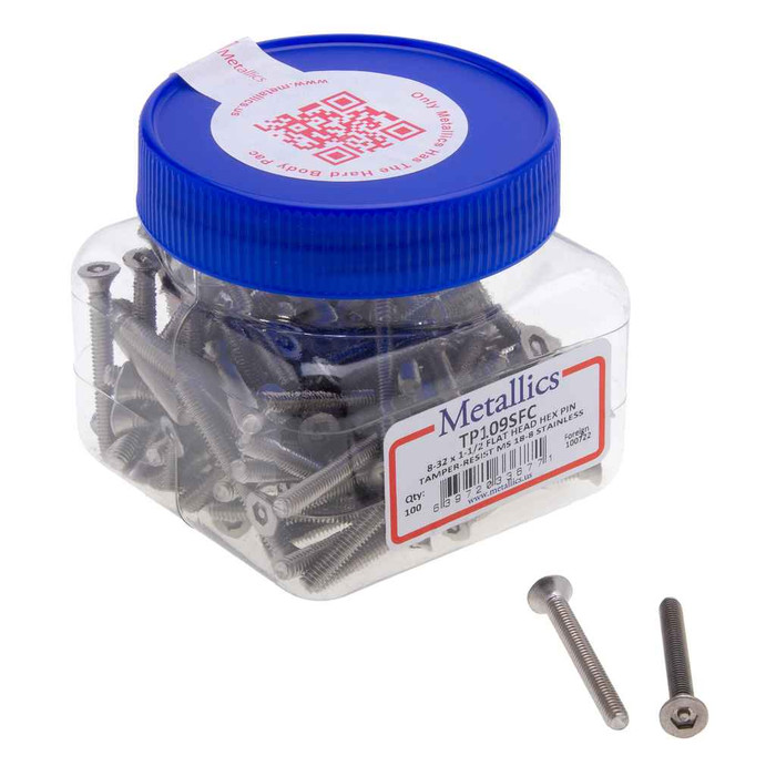 Metallics TP107SFC Screws 8-32 x 1 FH Hx Pin TR MS 18-8 (100 pcs)