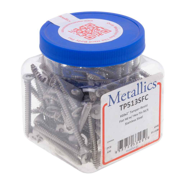 Metallics TP508SFC Screws 10 x 1/2 FH Hx Pin TR SMS 18-8 (100 pcs)