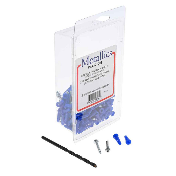 Metallics WAK13B Anchors 3/16 Blu Plas Wall Ancr Kit, 6 (Clam 200)