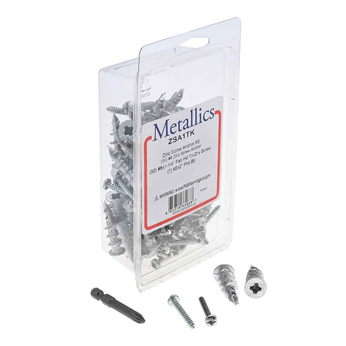 Metallics ZSA1TK Anchors 8 X 1-1/4 S-Dr Wall Ancr Kit Z (box 50) Metallics ZSA1TK Anchors 8 X 1-1/4 S-Dr Wall Ancr Kit Z (box 50)