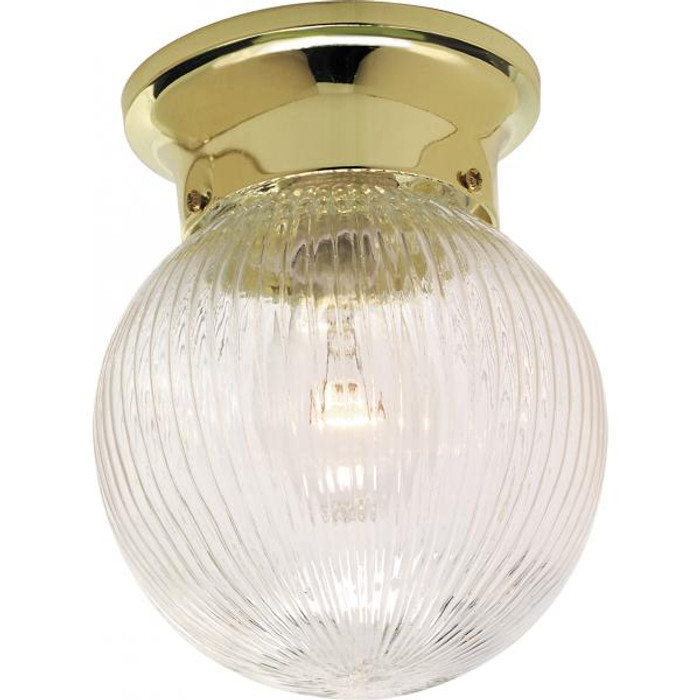 NUVO Lighting NUV-SF76-256 1 Light - 6" Flush with Clear Ribbed Glass - Polished Brass Finish