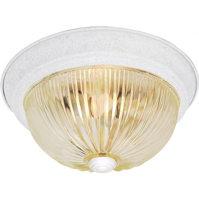 NUVO Lighting NUV-SF76-192 2 Light - 13" Flush with Clear Ribbed Glass - Textured White Finish