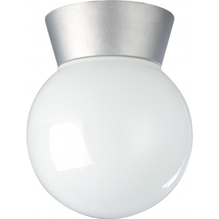 NUVO Lighting NUV-SF77-152 1 Light - 8" - Utility - Ceiling Mount - With White Glass Globe - Satin Aluminum Finish