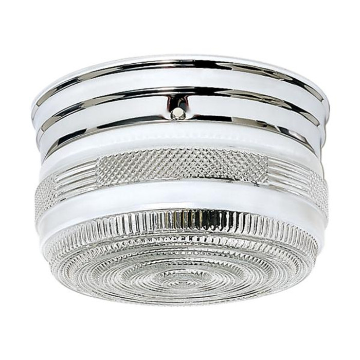 NUVO Lighting NUV-SF77-101 2 Light - 8" - Flush Mount - Medium Crystal / White Drum - Polished Chrome Finish
