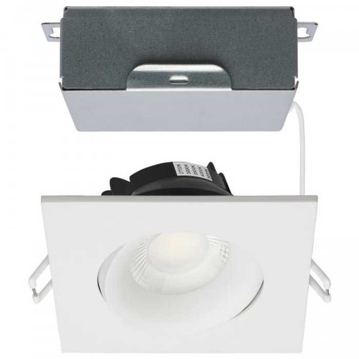 Satco Lighting SAT-S11627R1 12 Watt LED Direct Wire Downlight - Gimbaled - 3.5 Inch - CCT Selectable - Square - Remote Driver - White Finish - 840 Lumens - 120 Volt