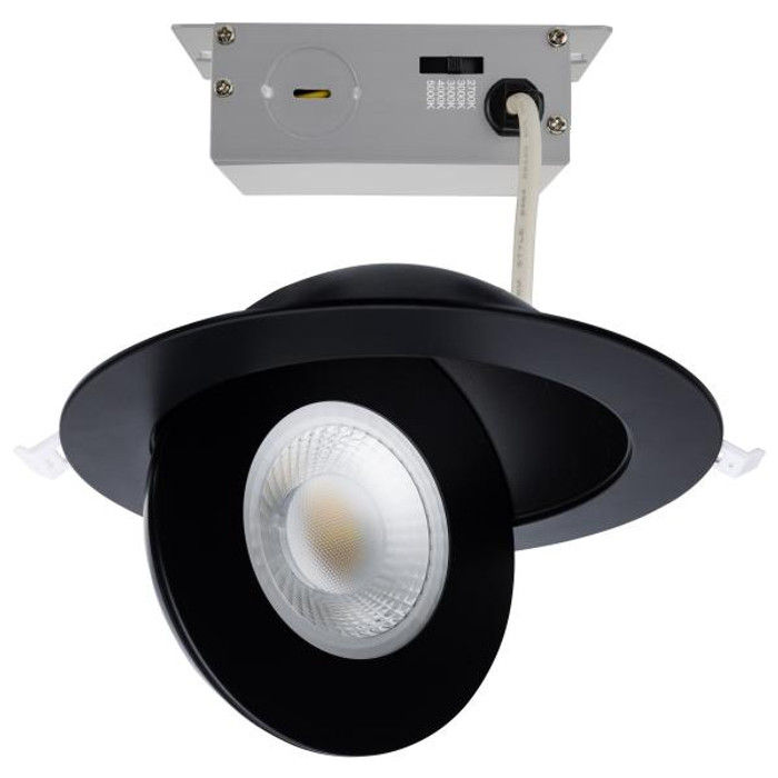 Satco Lighting SAT-S11862 15 Watt - CCT Selectable - LED Direct Wire Downlight - Gimbaled - 6 Inch Round - Remote Driver - Black