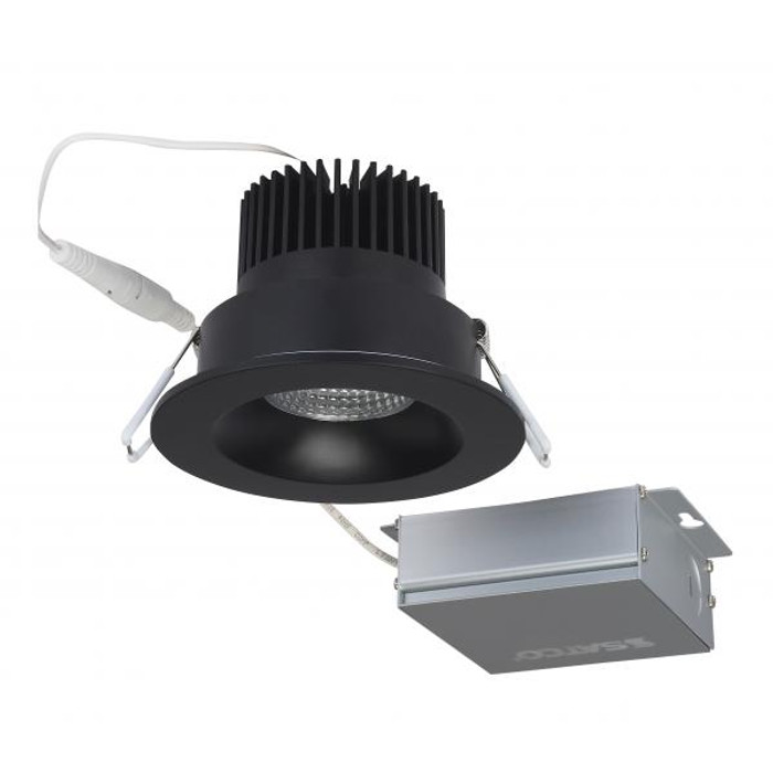 Satco Lighting SAT-S11631 12 watt LED Direct Wire Downlight - 3.5 inch - 3000K - 120 volt - Dimmable - Round - Remote Driver - Black