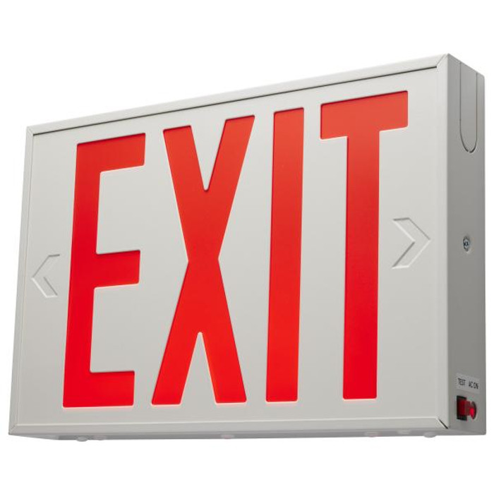 Satco Lighting SAT-67-102 Red LED Exit Sign, 90min Ni-Cad backup, 120V/277V, Single/Dual Face, Universal Mounting, Steel/NYC