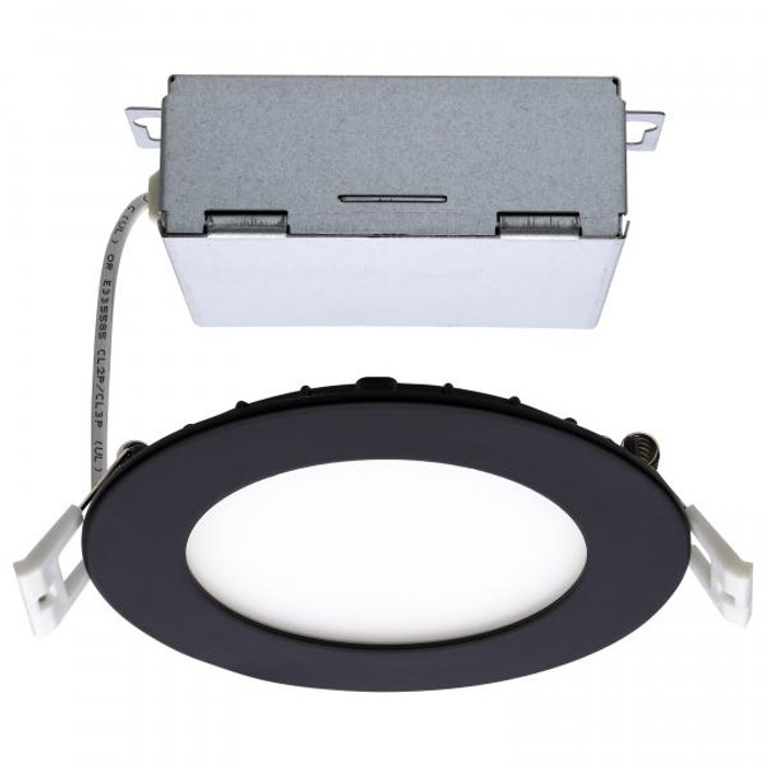 Satco Lighting SAT-S11874 10 Watt - LED Direct Wire Downlight - Edge-lit - 4 inch - CCT Selectable - 120 volt - Dimmable - Round - Remote Driver - Black Finish