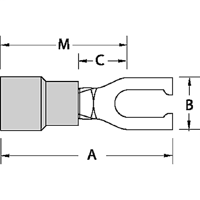 Thomas & Betts RC Series #10 Stud Locking Fork Terminal with Insulated Vinyl