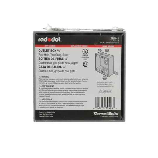 Thomas & Betts 2IH4-1 2-GANG BOX ,4 OUTLETS 1/2