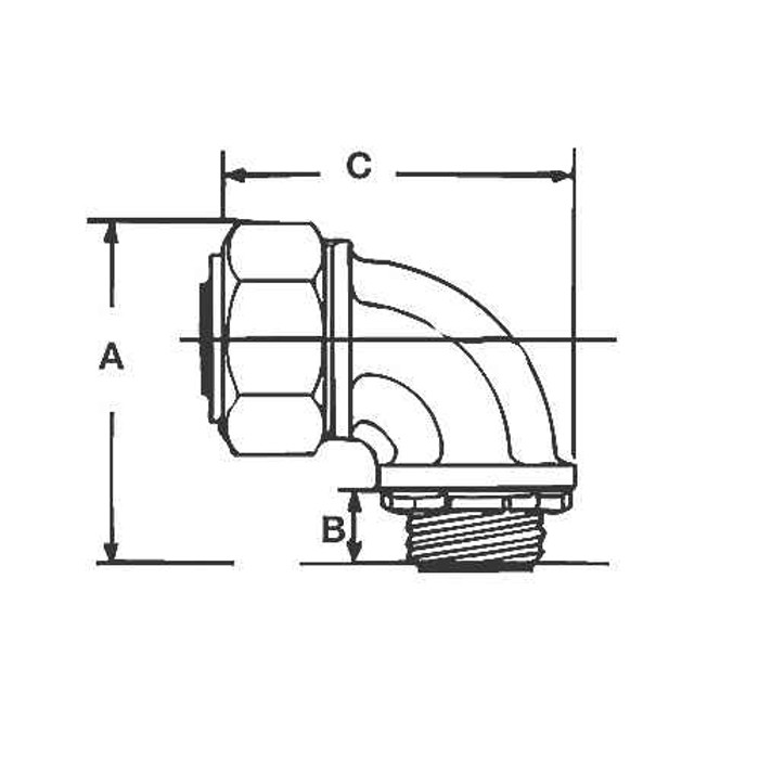 Thomas & Betts CI6708-IT Fitting, Insulated 90 Degree Liquidtight