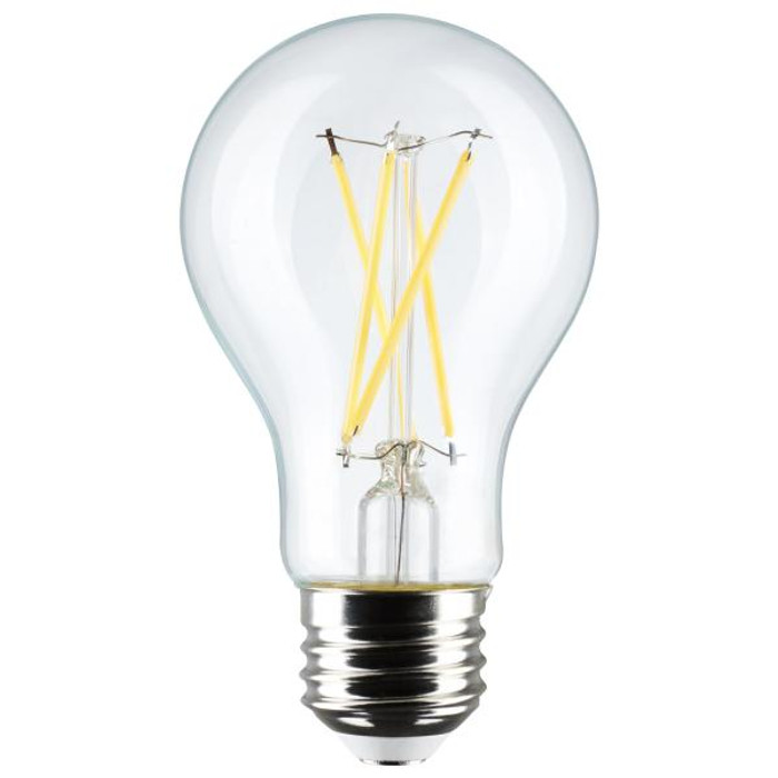 Satco Lighting SAT-S12465 8 Watt A19 LED - Clear - 5000K - Medium Base - 120 Volt - 4-Pack