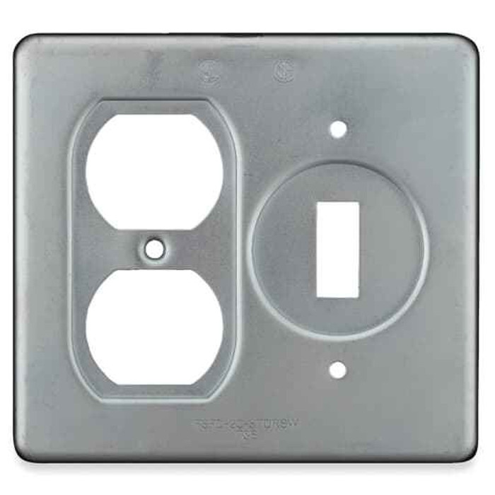 Thomas & Betts S32232-TB TWO GANG FS/FD CVR,STL, 2 RCPT/SW
