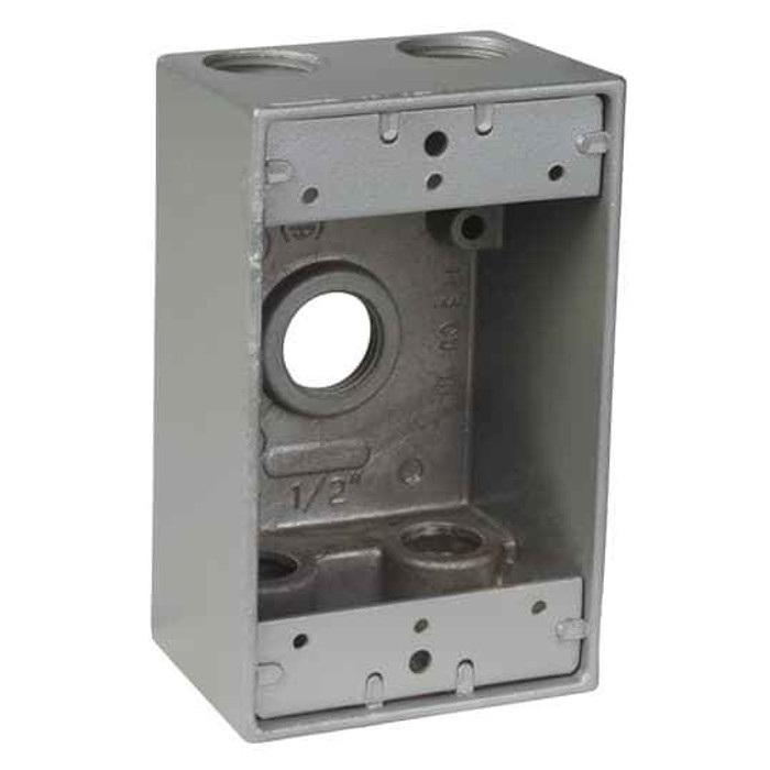Thomas & Betts S102CN OUTDOOR RECT BOX 5X1/2 HOLE SILVER