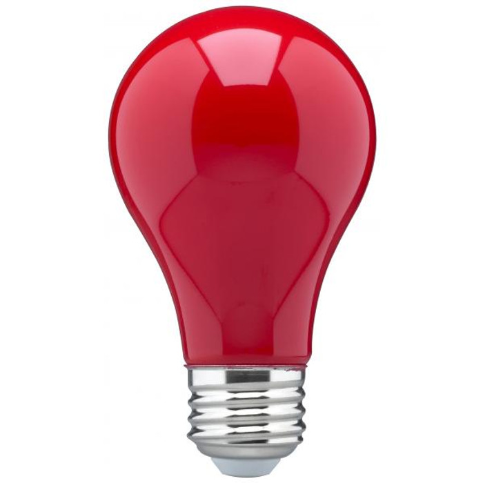 Satco Lighting SAT-S14984 8 Watt A19 LED - Ceramic Red - Medium base - 360 deg. Beam Angle - 120 Volt