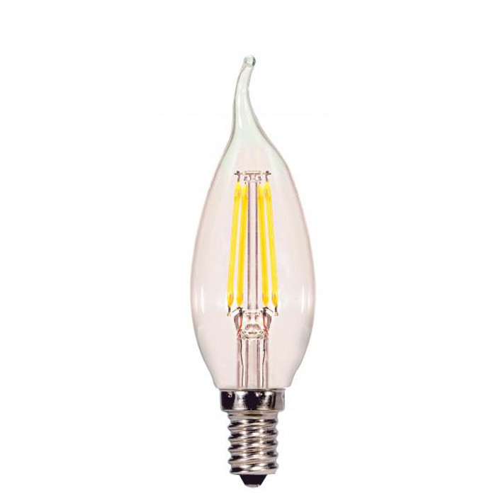 Satco Lighting SAT-S28614 4 Watt CA11 LED - Clear - Candelabra base - 2700K - 350 Lumens - 120 Volt - Carded