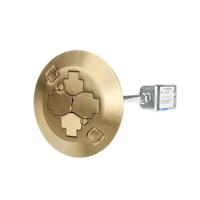 Steel City FPT3-2P-2C-BRS 2X2 POKE-THRU 2 PWR 2 COM BRASS CVR