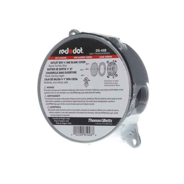 Red Dot DS-48B 4 IN RND 5 HOLE.75 IN HUB BOXCOVER