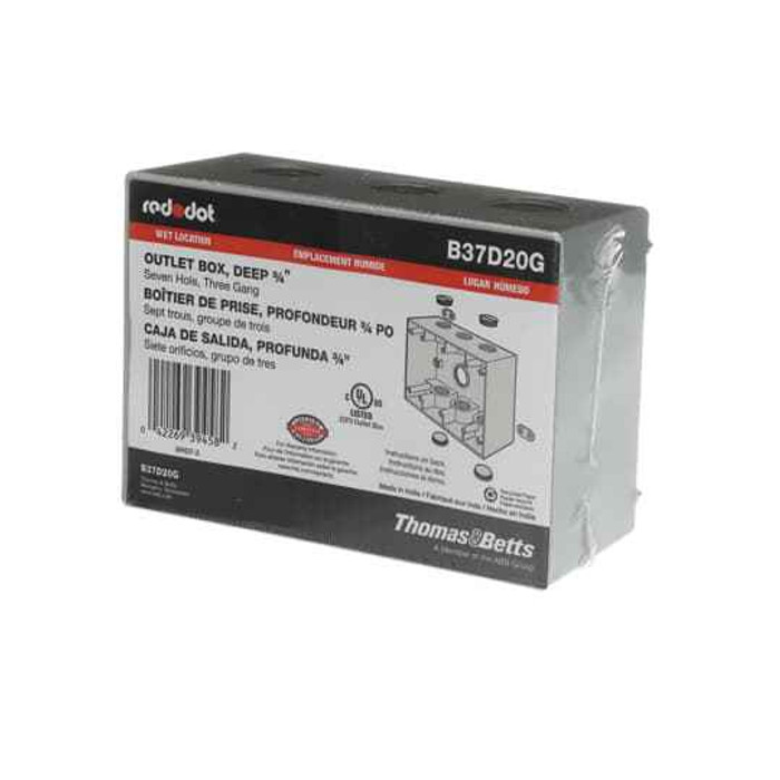 Red Dot B37D20G 3G WP BOX 7 HOLE 3/4 HUBS GRY