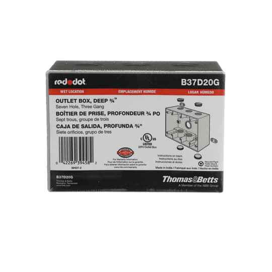 Red Dot B37D20G 3G WP BOX 7 HOLE 3/4 HUBS GRY